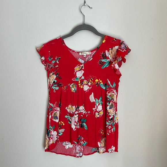 Andrée by unit red flowered shirt size medium - Picture 1 of 5